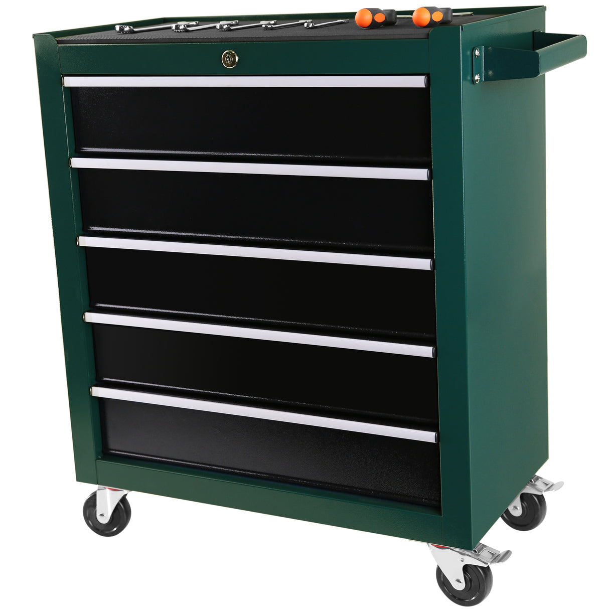 5-Drawers Rolling Tool Chest Cabinet on Wheels na may Keyed Locking System at Drawer Liner na may Link Buckle na Pinagsama sa Malaking Cabinet Set para sa Warehouse Garage