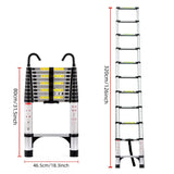 10.5ft (about 3.2m) Multi-Functional Foldable Retractable Ladder with Hook Sluminum Suitable for Daily Use of RV Attic Home 330 Pounds