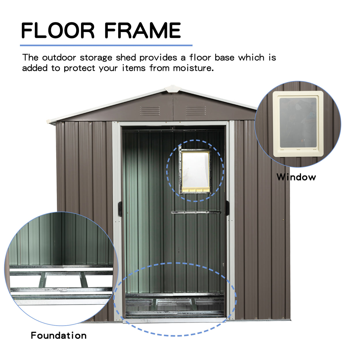 8ft x 4ft Outdoor Metal Storage Shed na may Window Gray