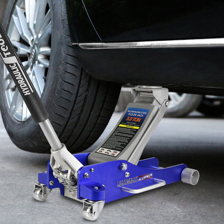 3-Ton Quick Rise Aluminum Floor Jack with Dual Pump Pistons & Reinforced Lifting Arm