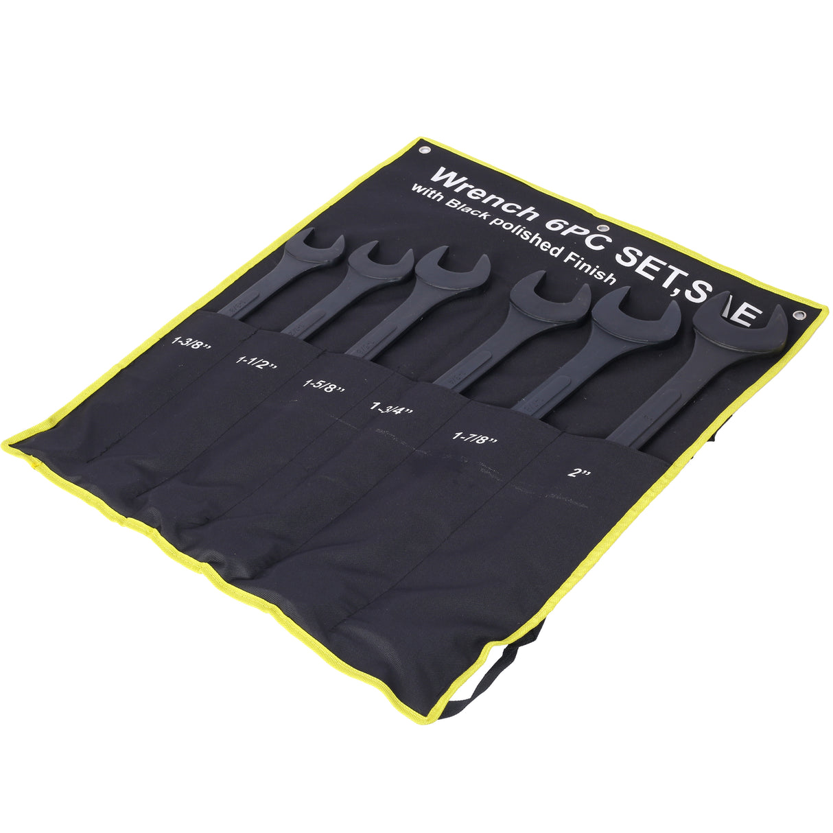 Jumbo Combination Wrench Set Extra Large SAE 1-3/8'' to 2'' Black Oxide with Pouch 6-piece