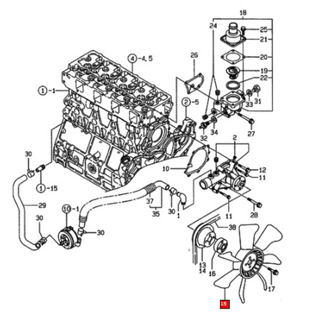 Vifte 123915-44740 for Yanmar Engine 4TNE106-SA 4TNE106-G1A 4TNE106T-G1A 4TNE106T-SA