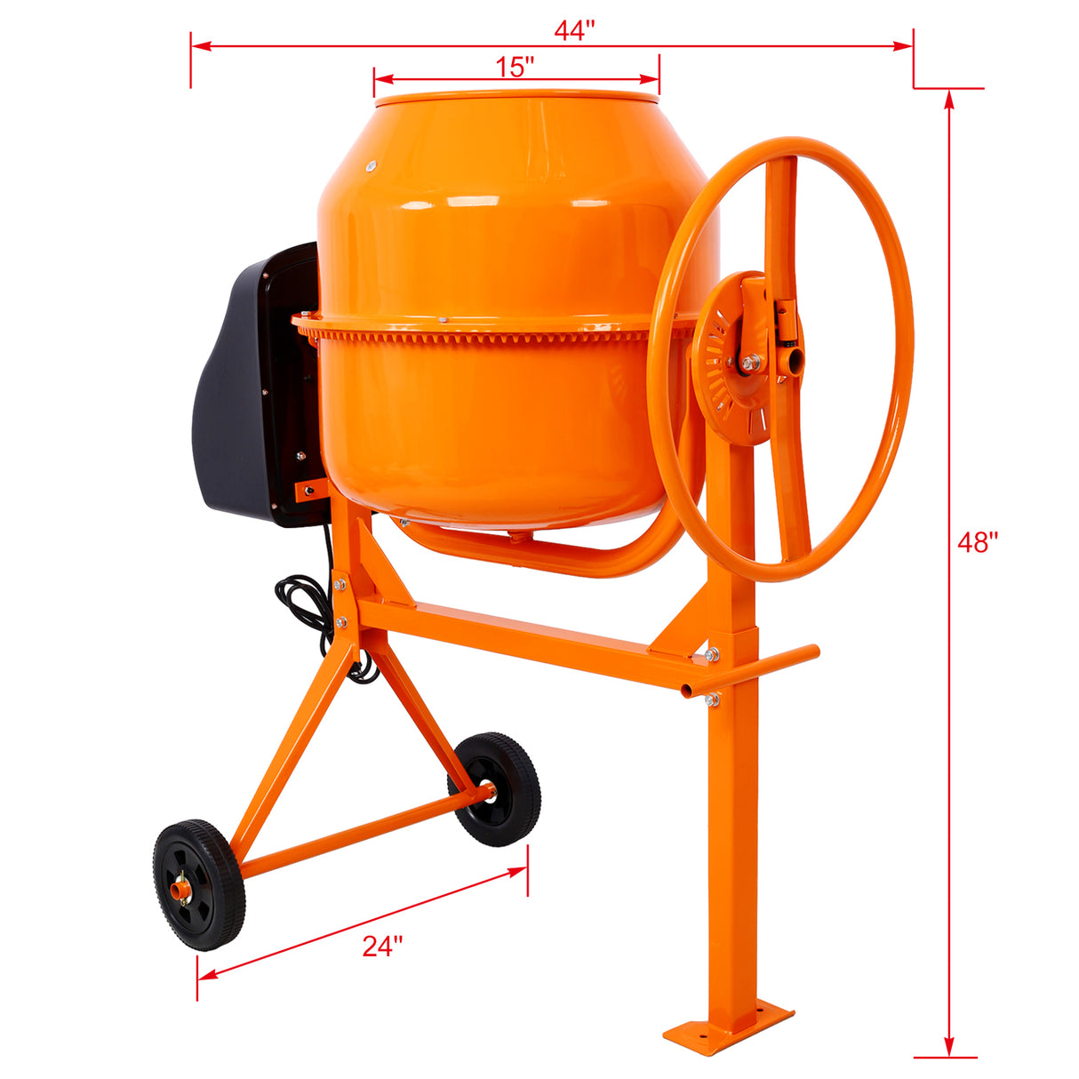 Cement Mixer 5 Cu. Ft Electric Concrete Machine 650W AC Motor Portable Power for Mortar Stucco and Fodder