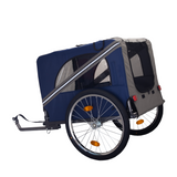 Dog Bike Trailer Breathable Mesh Dog Cart na may 3 Entrance Safety Flag 8 Reflectors Folding Pet Carrier Wagon na may 20 Inch Wheels Bicycle Carrier para sa Katamtaman at Maliit na Laki na Aso Blue Gray