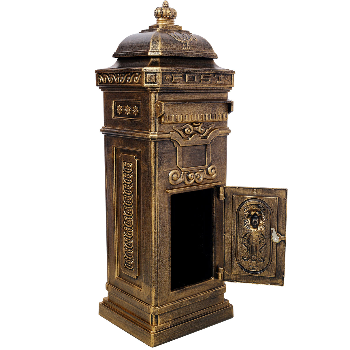 Mailbox Residential The Court Large-Capacity Letter Box Garden Floor Safety Outdoor Rainproof Postbox Statue--Copper