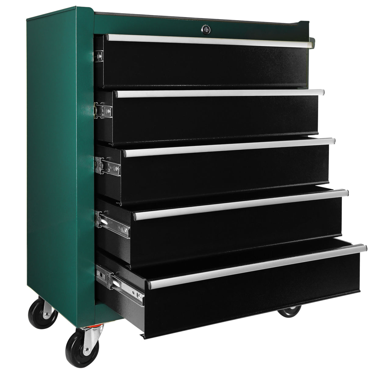 5-Drawers Rolling Tool Chest Cabinet on Wheels with Keyed Locking System and Drawer Liners with Link Buckle Combined to Large Cabinet Set for Warehouse Garage