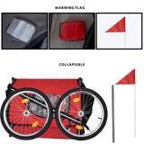 Dog Bike Trailer Breathable Mesh Dog Cart with 3 Entrances Safety Flag 8 Reflectors Folding Pet Carrier Wagon with 20 Inch Wheels Bicycle Carrier for Medium and Small Sized Dogs Red Black