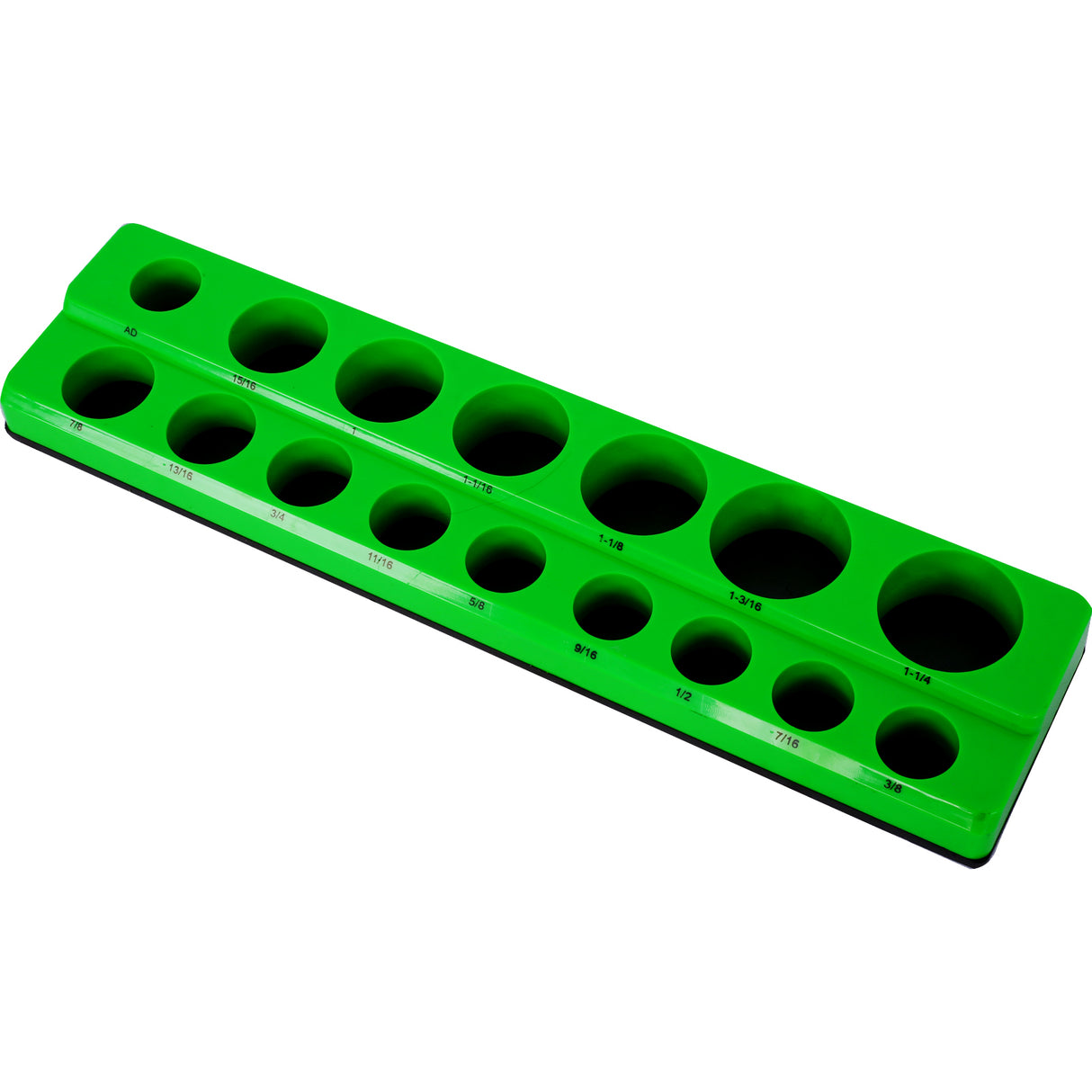 Ensemble de 6 supports de rangement de douilles magnétiques comprenant des plateaux métriques SAE de 1/4", 3/8" et 1/2" pouvant contenir 141 douilles de taille standard et de taille profonde (douille non incluse) - Vert et noir