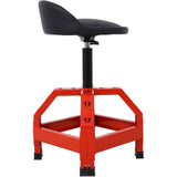 Tabouret pneumatique pivotant à 360 degrés, mécanique, siège rampant roulant, robuste, rouge, capacité de 300 lb