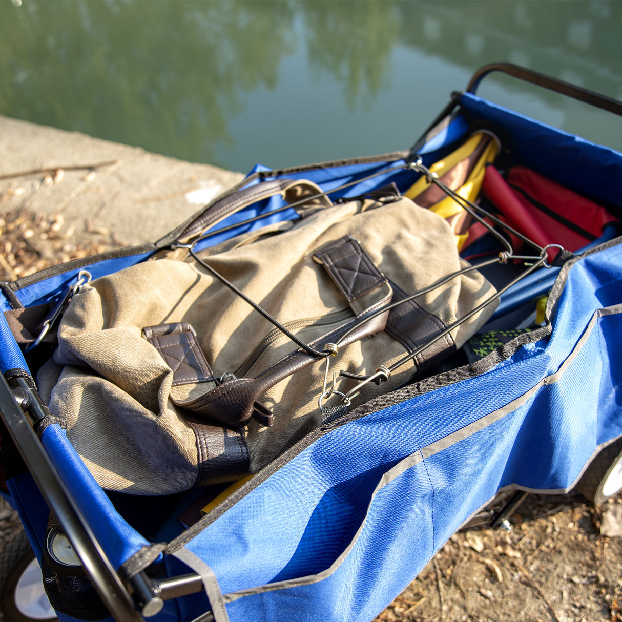 Vouwwagen Tuinwinkel Strandwagen Zwart Blauw