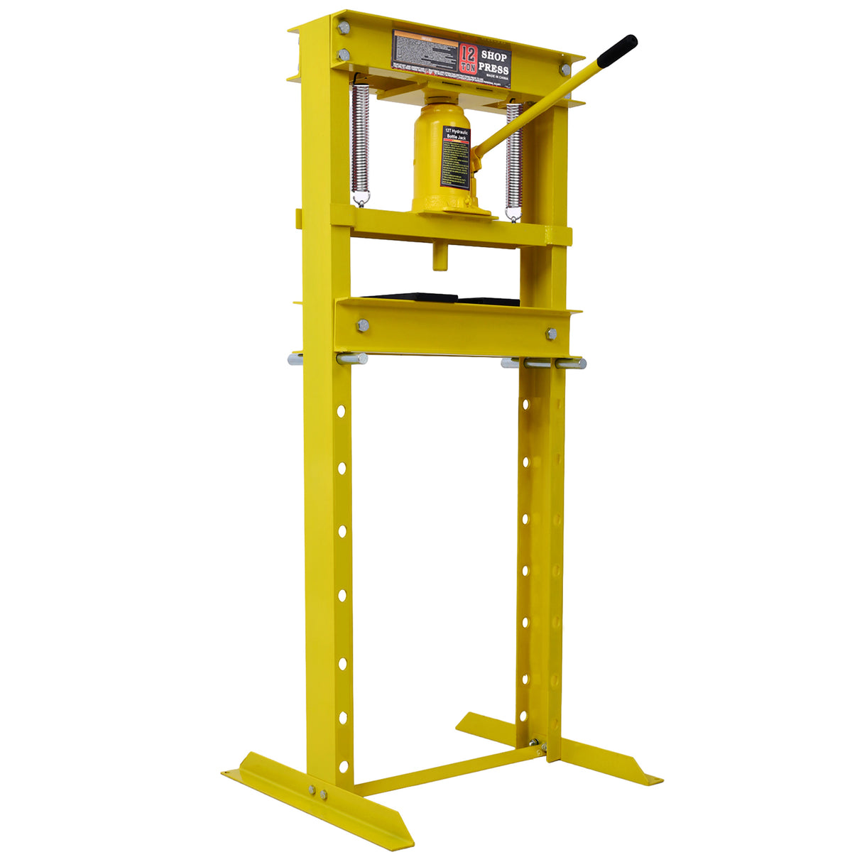 Hydraulic Shop Press 12-Ton Capacity Floor Mount na may Press Plate H-Frame Garage Floor Press Adjustable Working Table Taas-Dilaw