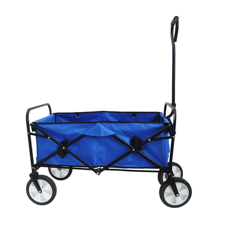 Folding Wagon Garden Shopping Beach Cart Black Blue