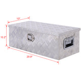 Caja de herramientas de aluminio de 30 pulgadas, caja de camión resistente, almacenamiento para camioneta y remolque al aire libre, organizador para RV, parte inferior con llaves de bloqueo, color plateado