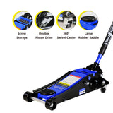 3T Hydraulic Ultra Low Floor Jack with Dual Pistons Quick Lift Pump Lifting Range 3.3"-19.7"