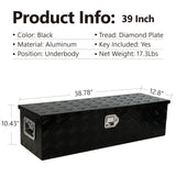 39 Inch Aluminum Long Tool Box Gas Strut Bed with Side Handle Lock and 2 Keys Storage for Truck Trailer Pickup (38.8"×12.8"×10.4")