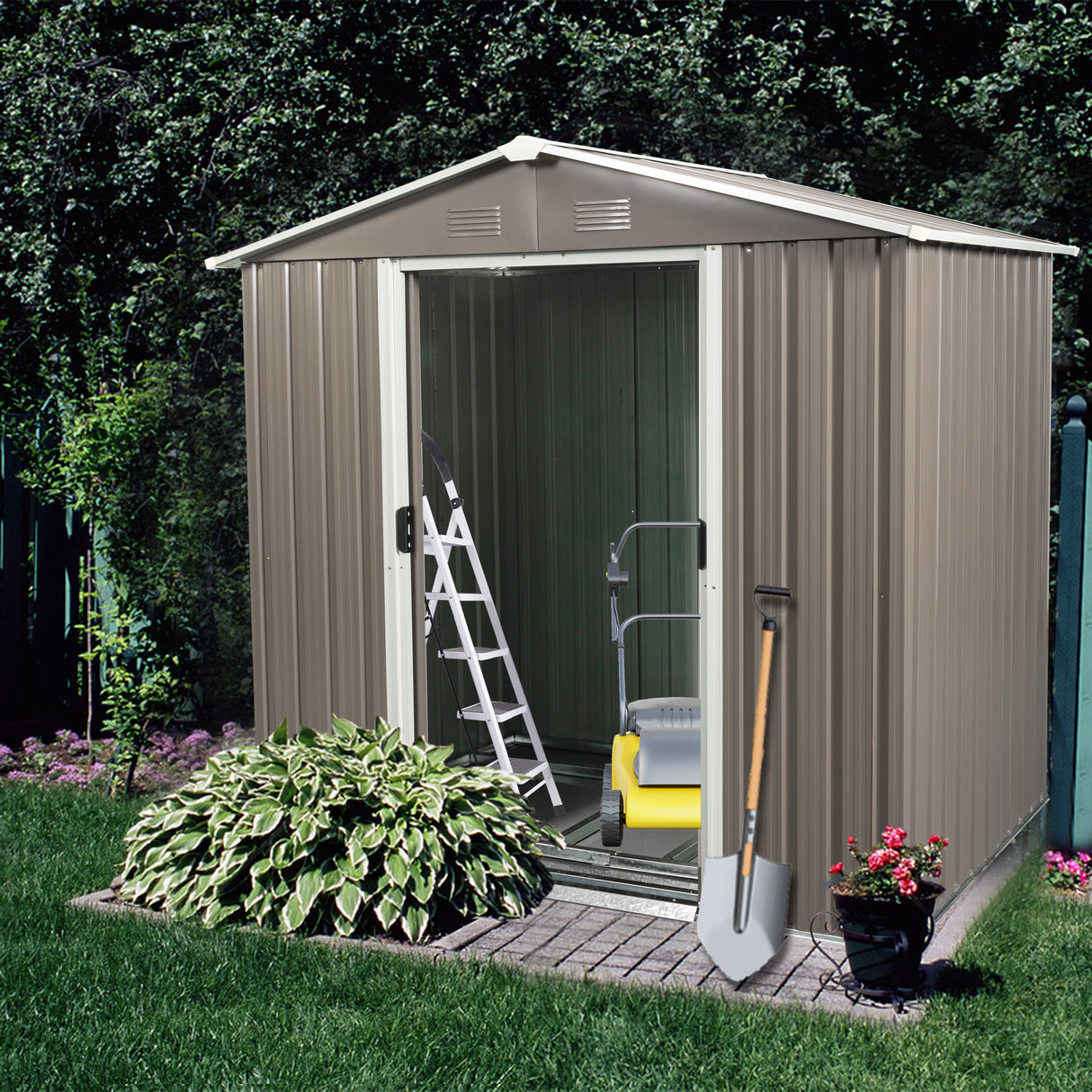 6ft x 5ft Outdoor Metal Storage Shed Grey