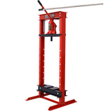 12-Ton Capacity Floor Mount with Press Plates H-Frame Garage Press Adjustable Working Table Height Red