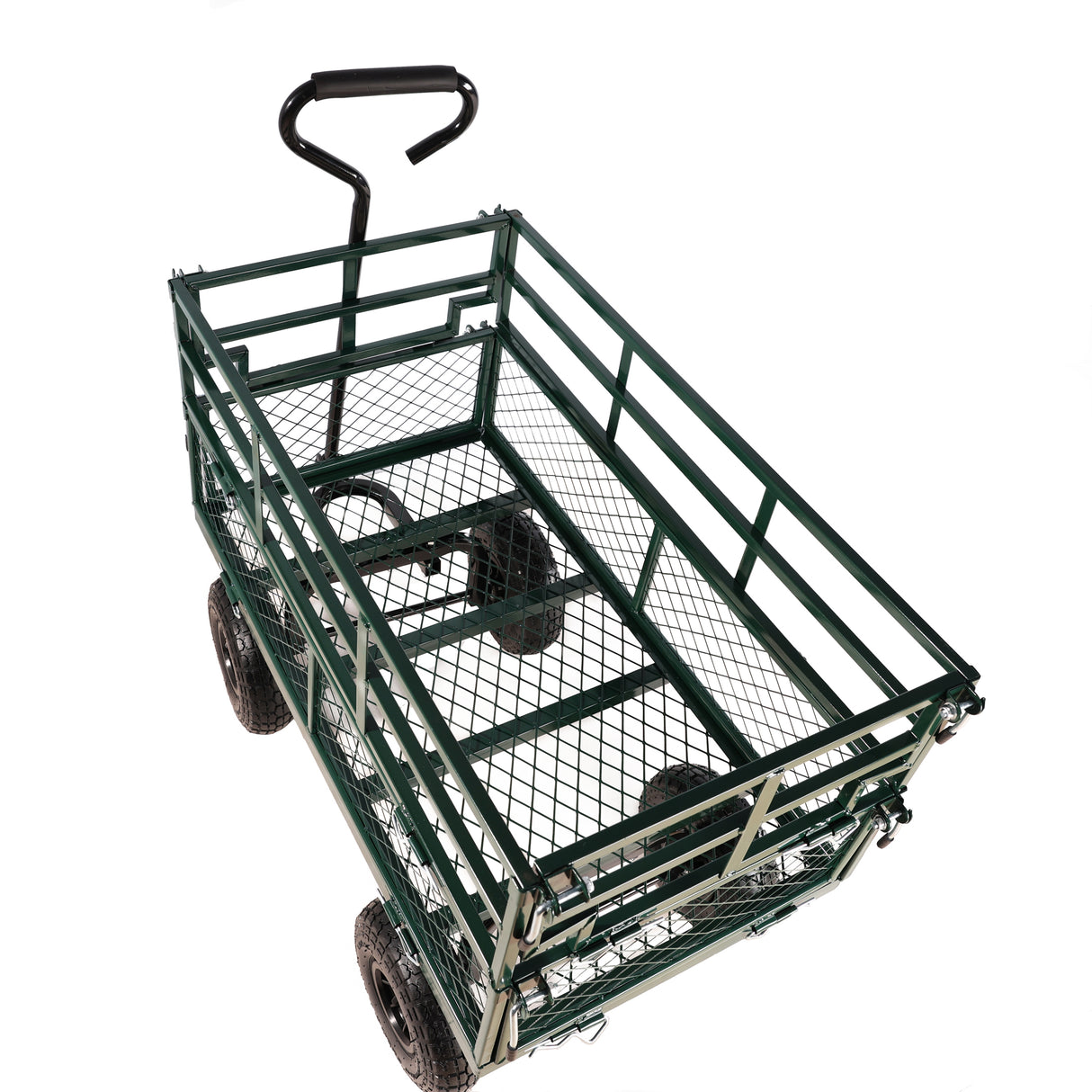 Wagon Cart Garden Trucks Transport Firewood Green Steel 600 lbs Capacity