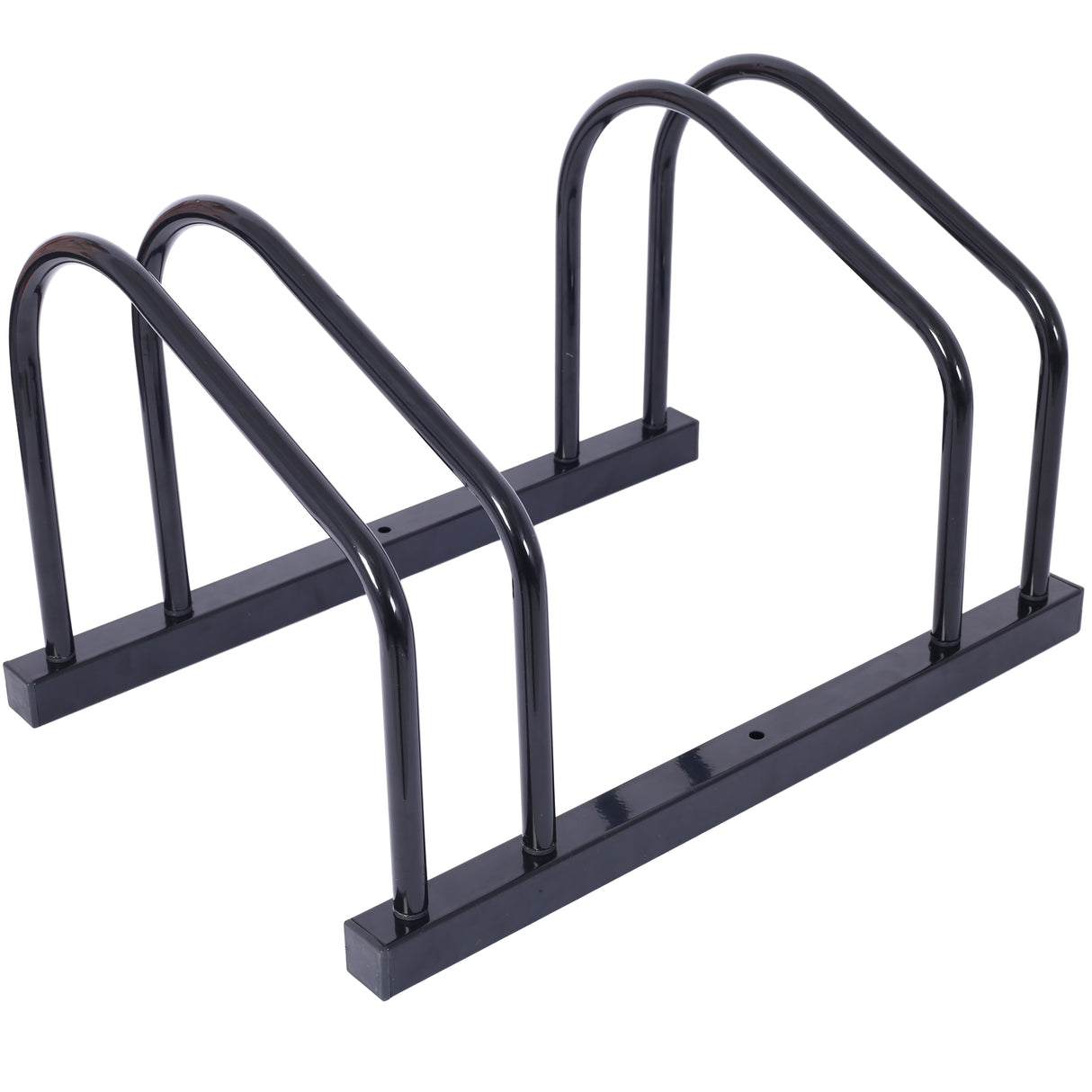 2 Bikes Floor Bike Stand Parking Rack Garage Storage Indoor/Outdoor 22-28" Wheel Max Tire Width 2.15" Black Painted