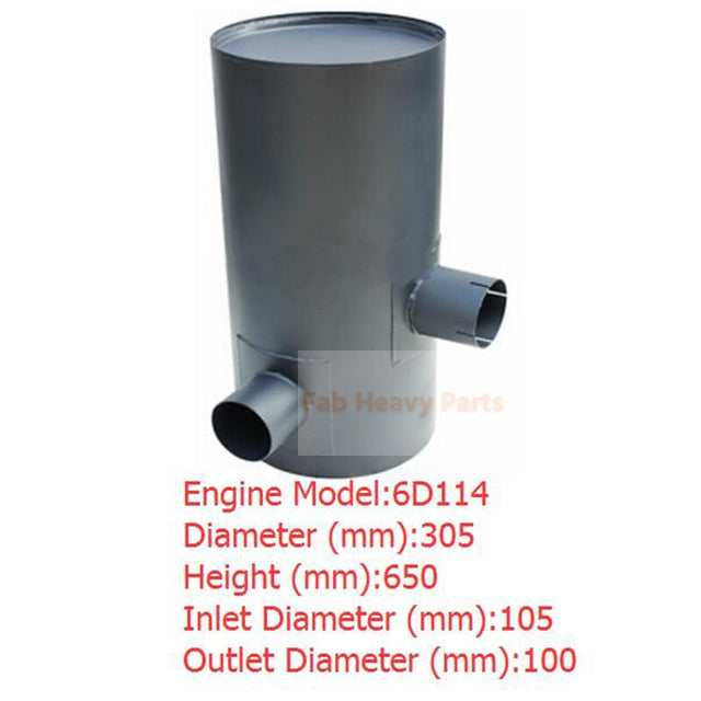 Muffler Silencer 207-01-K1160 Fits for Komatsu Engine 6D108 6D114 Excavator PC340LC-6K PC340-6K PC380LC-6K PC340NLC-6K PC300LC-6LE PC300HD-6LE PC300LC-6LC PC300HD-6LC