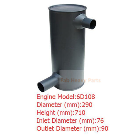 Muffler Silencer 207-01-K1160 Fits for Komatsu Engine 6D108 6D114 Excavator PC340LC-6K PC340-6K PC380LC-6K PC340NLC-6K PC300LC-6LE PC300HD-6LE PC300LC-6LC PC300HD-6LC