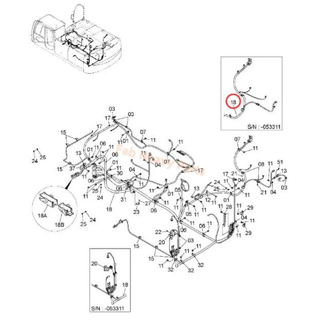 Hydraulic Pump Wiring Harness 0006505 0005471 for Hitachi Excavator ZX330-3 ZX350H-3 ZX350K-3 ZX360H-3 ZX400LCH-3