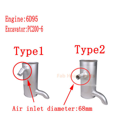 Muffler 6209-11-5231 6735-11-5541 Fits for Komatsu Engine 6D95 6D102 Excavator PC200-6 PC210-6 PC220-6 PC220LC-6