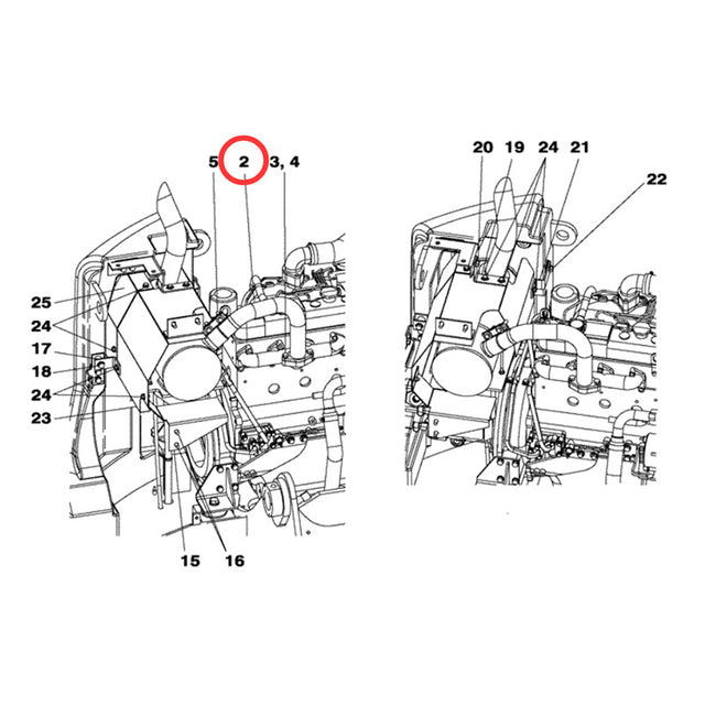 Tubo de escape silenciador KAH1355 apto para excavadora CASE CX75SR CX80