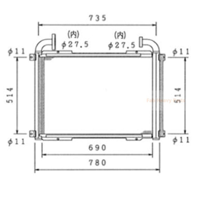 Hydraulikölkühler 22B-03-11121 passend für Komatsu PC158USLC-2 PC158US-2 PC138USLC-2 PC138US-2 PC128UU-2 JT150-1