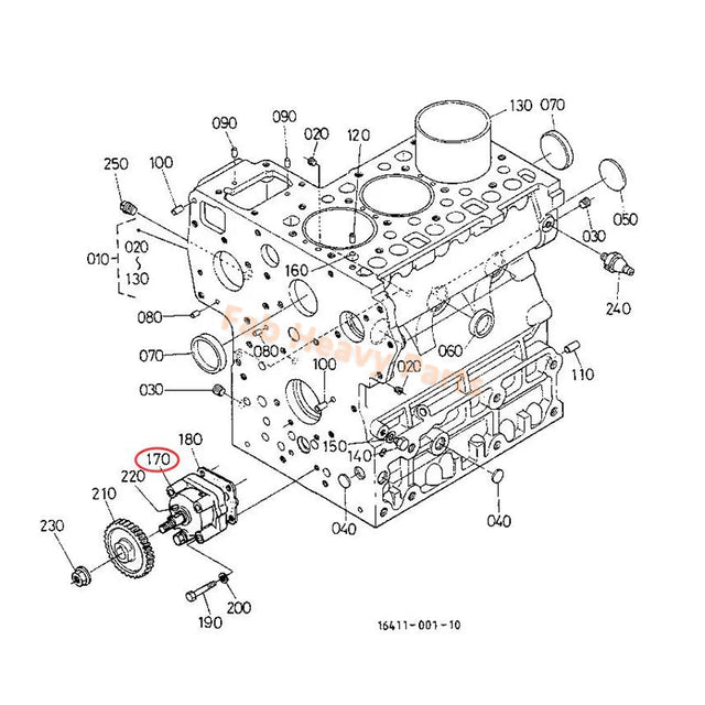 Oljepumpe 17331-35013 17331-35010 17331-35012 for Kubota Engine D1703 V2203 D1102