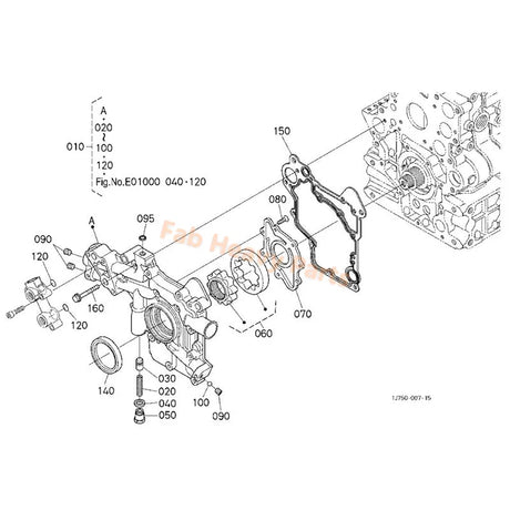 Oil Pump 1G772-35070 para sa Kubota Engine V3307DI Excavator KX080-4 Tractor M5040DT M6040FC M7040SU M7060HFC