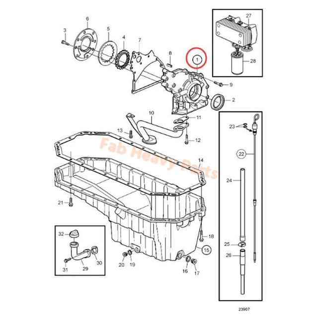 Öljypumppu 20574451 Volvo Penta Moottorille TAD650VE TAD660VE TD420VE TAD420VE TAD620VE