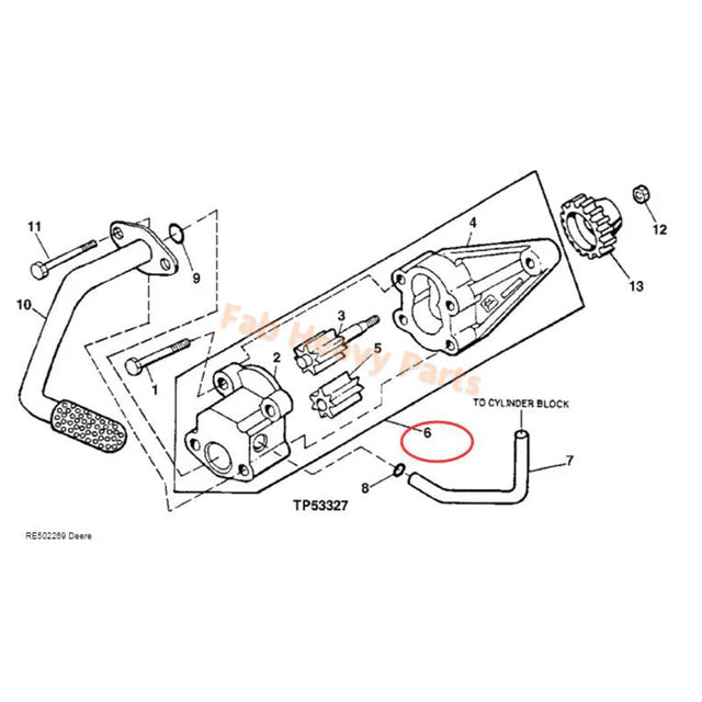 Pompe à huile RE502269 pour tracteur John Deere 2541 3310 3410 5210 5310 5403 5410 5520 6020