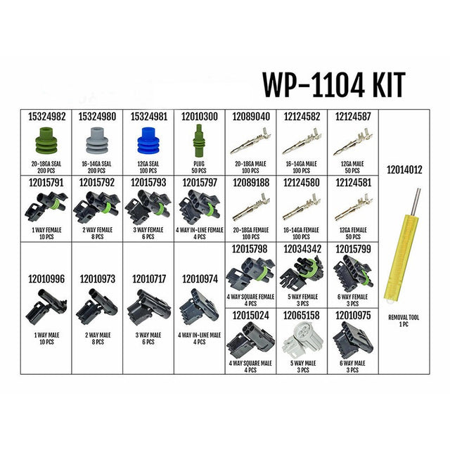 Kit de connecteurs Pro Weather Pack WP-1104 avec outil de sertissage sans cliquet