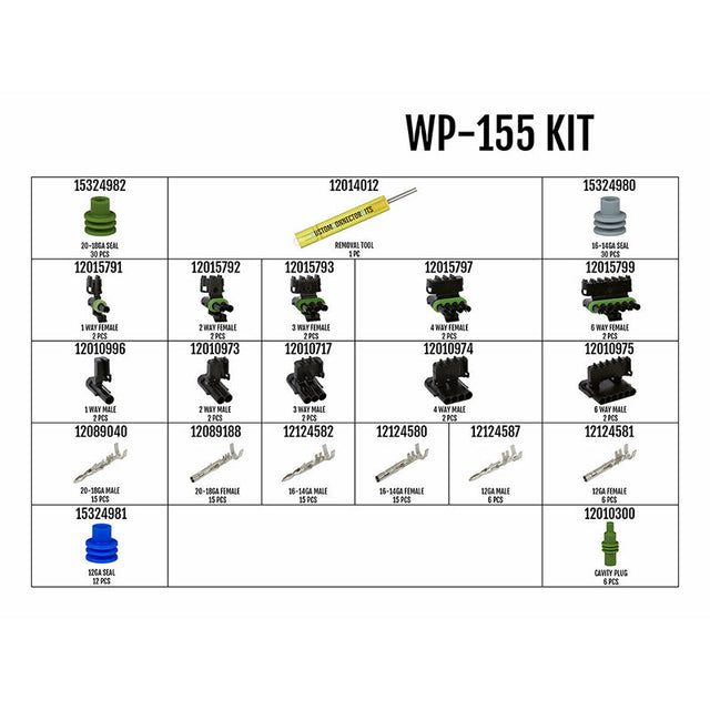 Kit de connecteurs WP-155 Pro Weather Pack avec outil de sertissage T-18