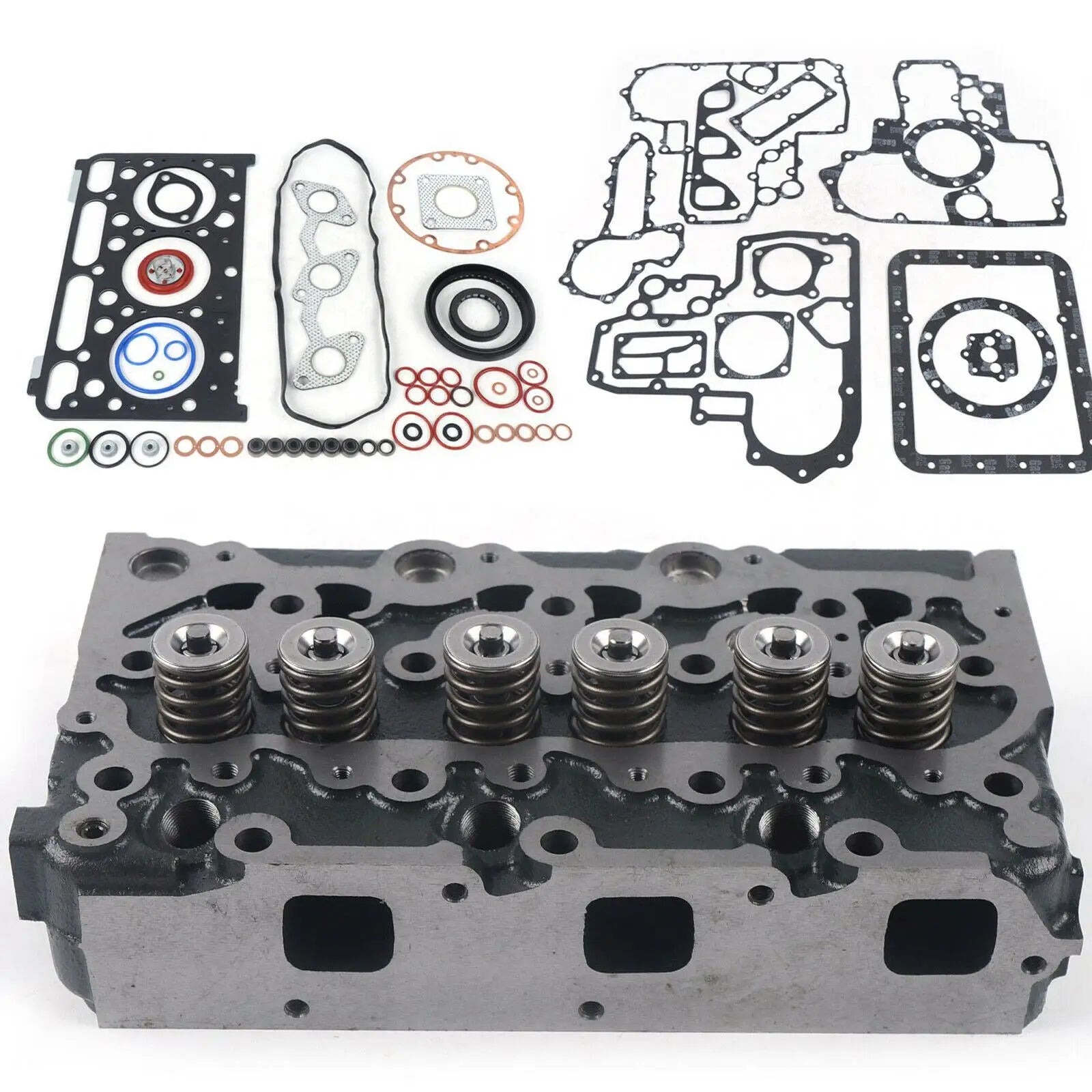 New D1503 Engine Complete Cylinder Head + Full Gasket Kit for Kubota KX91-3 U35 R420 L2900 L3000