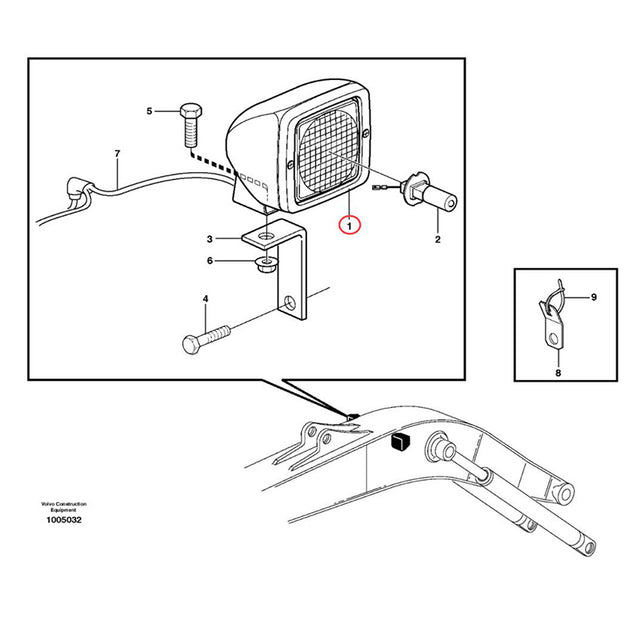 Work Lamp VOE11039846 for Volvo a25d a30d a35d ec135b ec140 ec210b ec235c ec250d ec360 ec460 ec700b ew130 ew140e ew230c