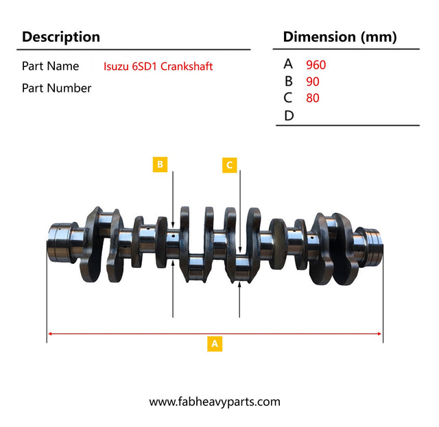 Albero motore 1-12310503-2 per motore Isuzu 6SD1 6SD1T