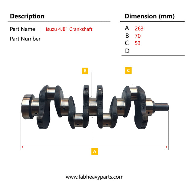 Crankshaft 8-97331853-0 for Isuzu 4JB1T Engine