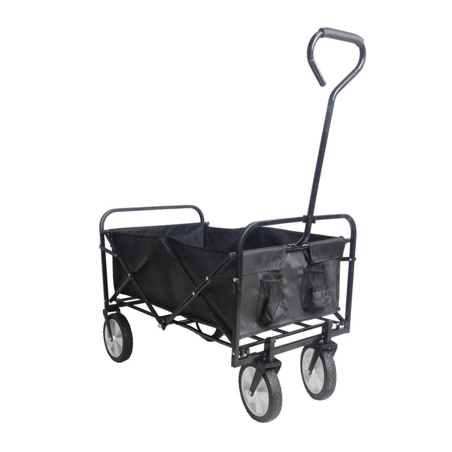 Portable Folding Wagon Garden Outdoor Park Shopping Beach Cart 150 lbs Capacity-Black