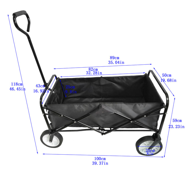 Portable Folding Wagon Garden Outdoor Park Shopping Beach Cart 150 lbs Capacity-Black