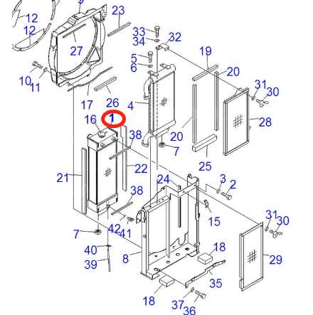 Past Voor Komatsu Graafmachine PC78US-6 Hydraulische Radiator Montage 21W-03-42110