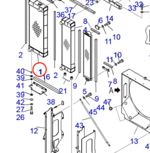 Convient pour la chargeuse sur pneus Komatsu WA380Z-6, ensemble de radiateur hydraulique 423-03-41440