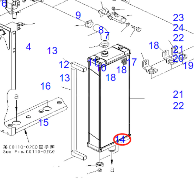 Hydraulic Radiator 154-03-75911 Angkop para sa Komatsu D85PX-15E0 Bulldozers