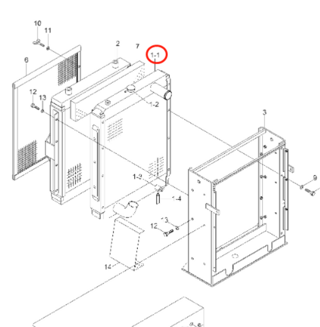 Hydraulische radiator 11N8-42160 voor Hyundai graafmachine R290LC-7H