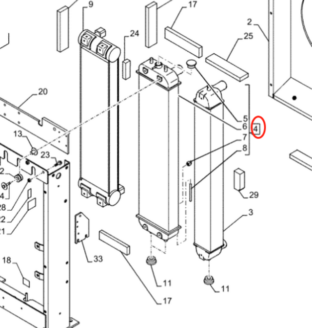 Noyau de radiateur hydraulique LN003470, adapté à la pelle sur chenilles Case CX75