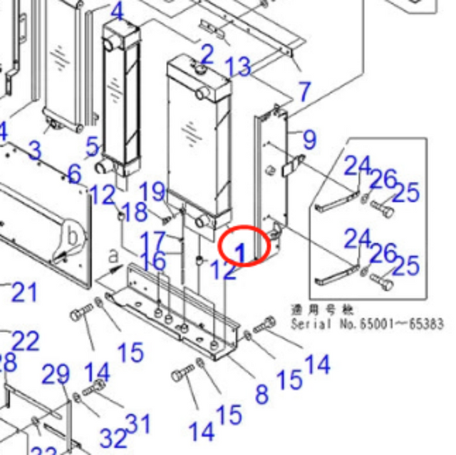 Sopii Komatsu-pyöräkuormaajaan WA200-5 WA250-5 WA270-5 Hydraulijäähdyttimen ydinkokoonpano 418-03-31112