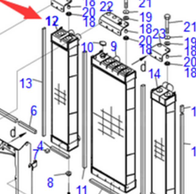 Radiatorkjerneenhet 14X-03-61911 Passer til Komatsu bulldosere D65EX D65PX