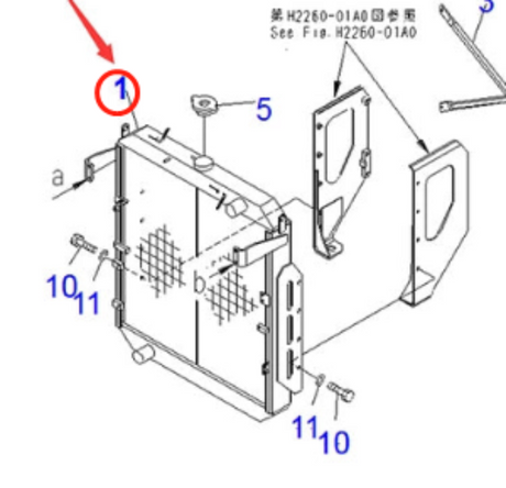 Convient pour chargeuse sur pneus Komatsu WA430-5 WA480-5 WA470-5 WA430-6 ensemble de noyau de radiateur hydraulique 421-03-31551