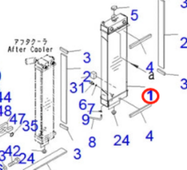 Convient pour la pelle Komatsu PC160LC-8 PC160LC-7-E0, ensemble de noyau de radiateur hydraulique 21K-03-72123